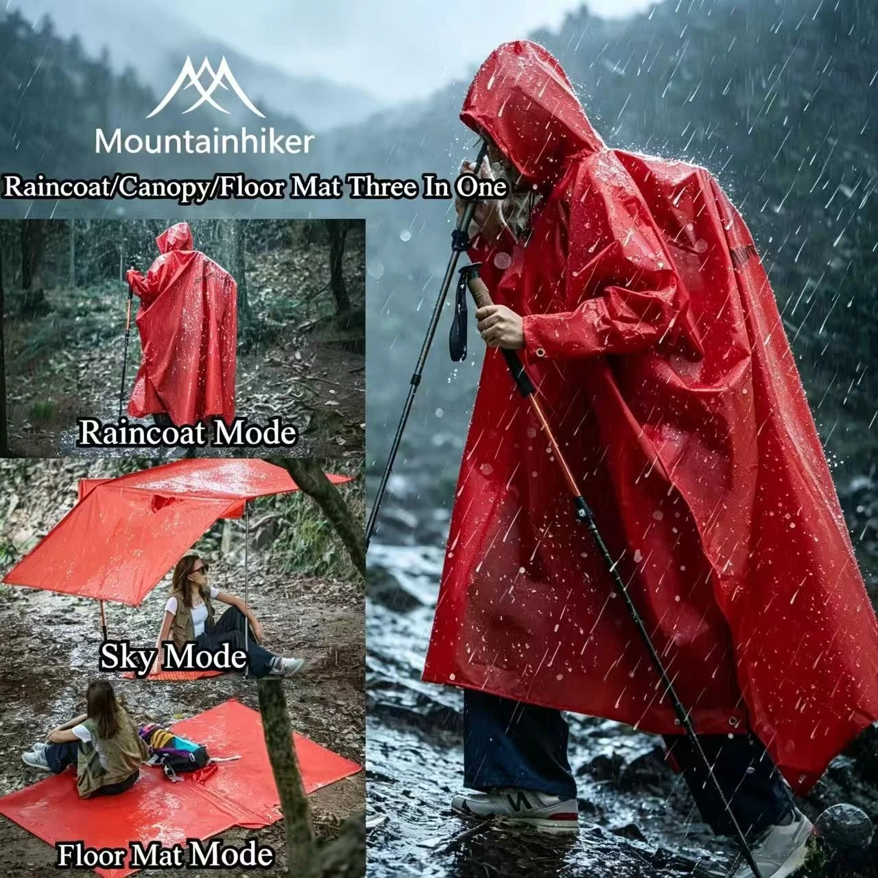 Outdoor Adventure Windbreaker - Mountainhiker 3'ü 1 Arada Yağmurluk, Ultra