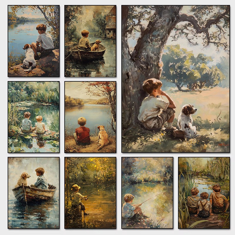 Outdoor Adventure Boys - Vintage Erkek Odası sanat posterleri Çocuk
