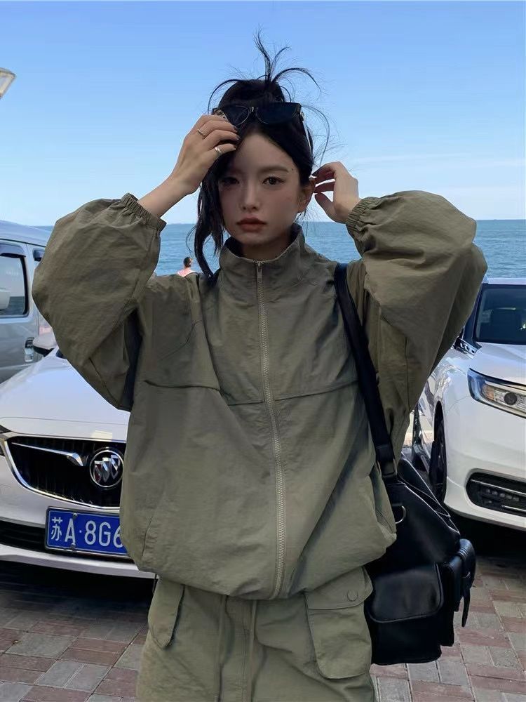 Vintage Kadın Dik Yaka Güneş K - Outdoor Adventure Windbreaker incelemesi ve fiyatı
